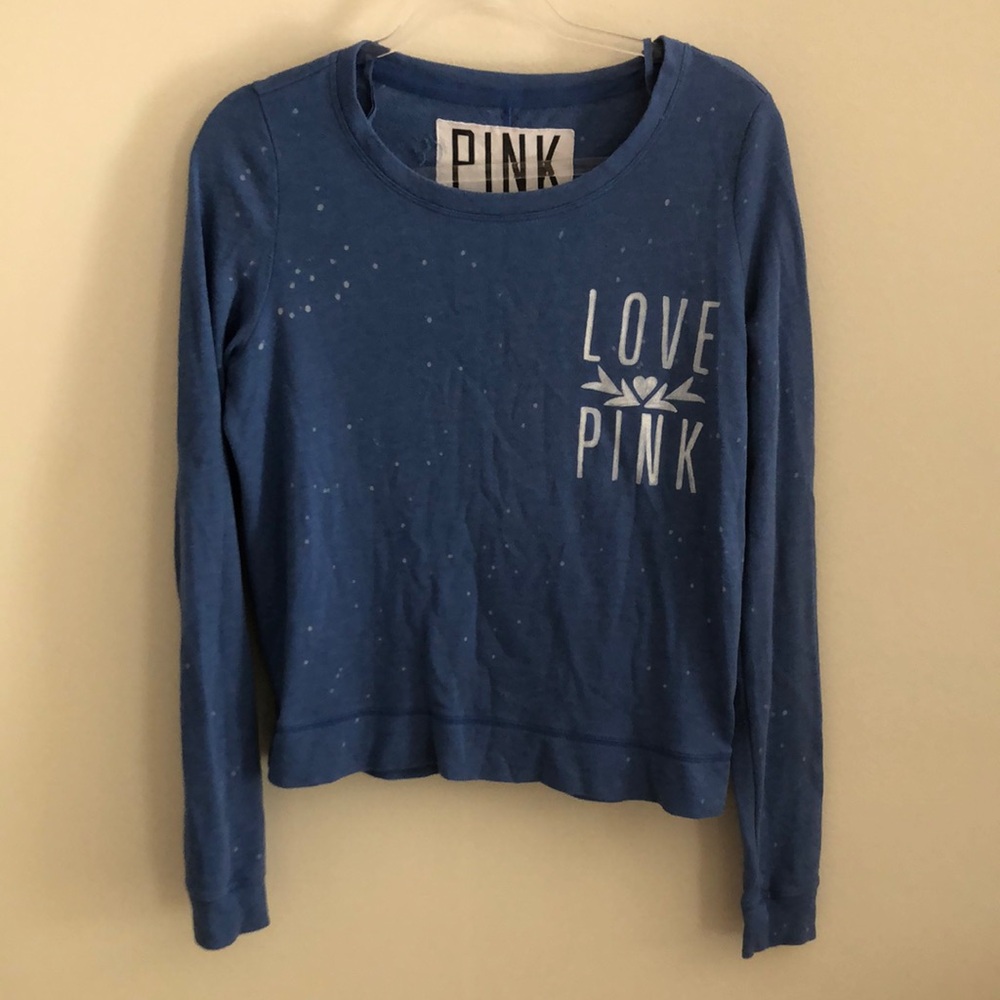 PINK Victoria's Secret Blue Graphic Long Sleeve